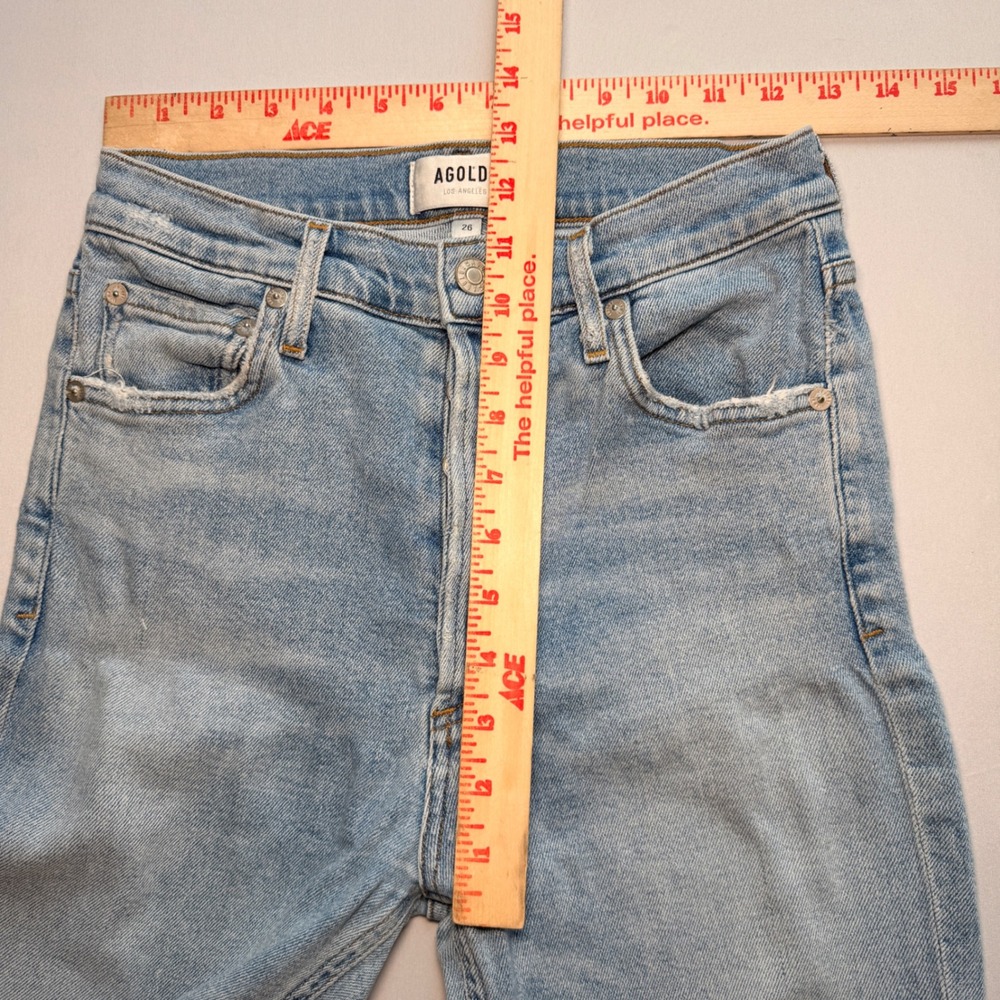 AGOLDE High Rise Jeans Womens 26 Straight Leg Blue Denim Button Fly Light Wash - Picture 7 of 14